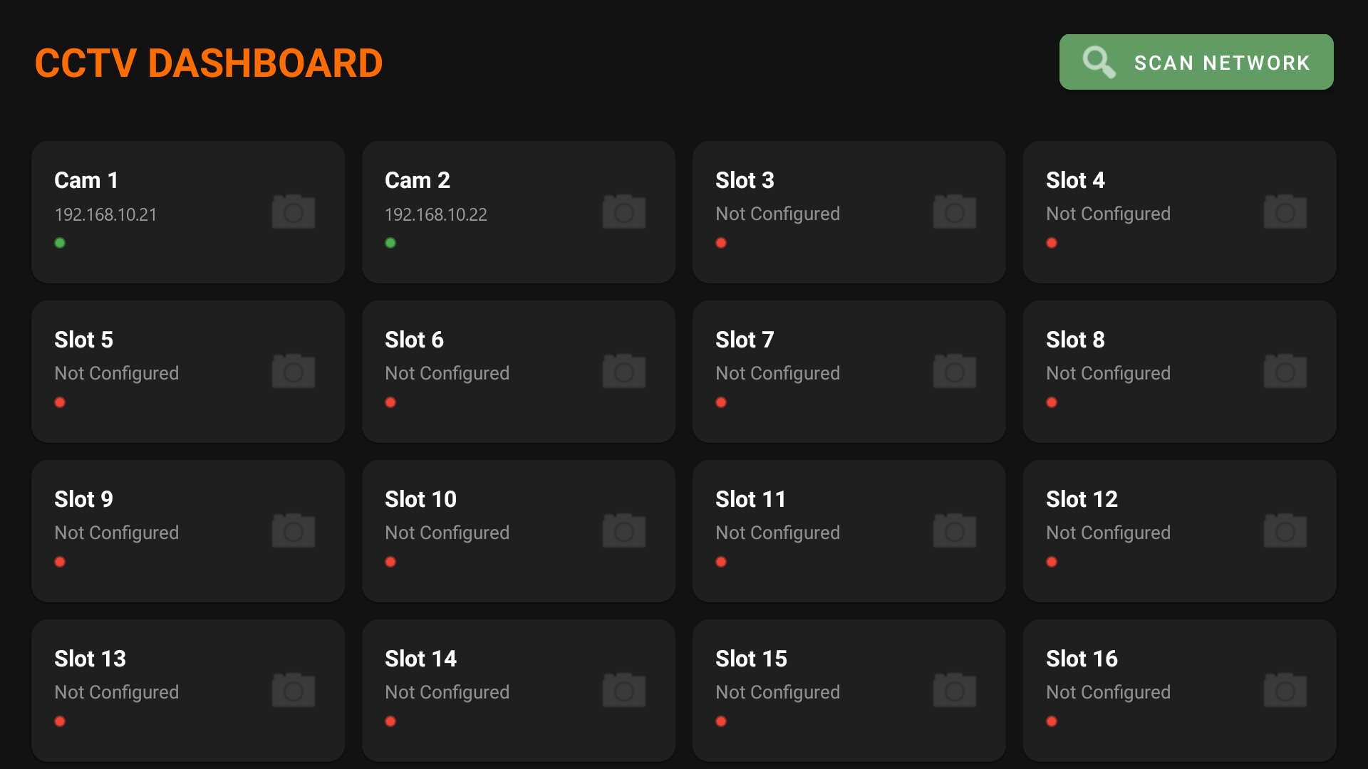 Aladin CCTV camera management dashboard